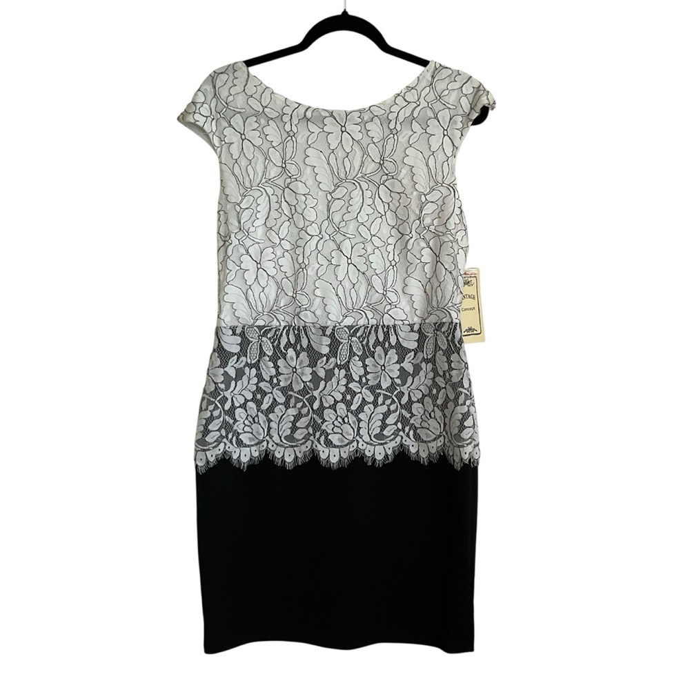 Vintage Concept white and black Lace Shift Dress. Size M. NWT